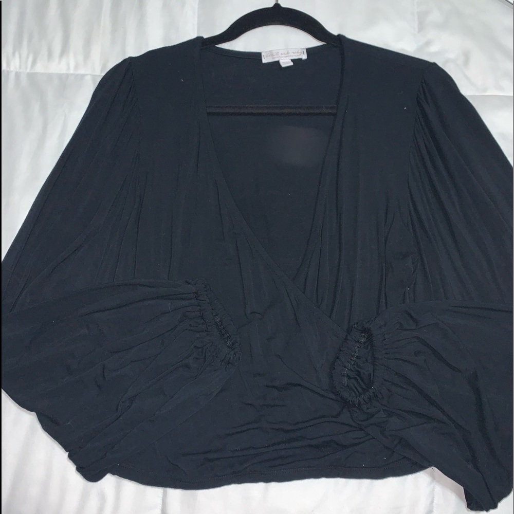 Balloon Arm Black Dressy Top